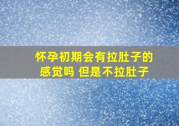 怀孕初期会有拉肚子的感觉吗 但是不拉肚子